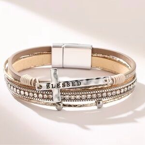 New Bohemian  Blessed Cross Rhinestone Women's Bracelet